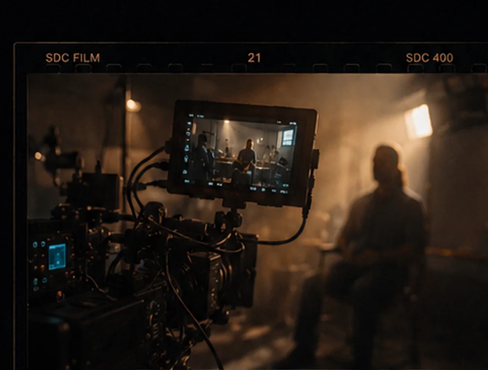 Cámara profesional preparada para rodaje de documental o pieza audiovisual.